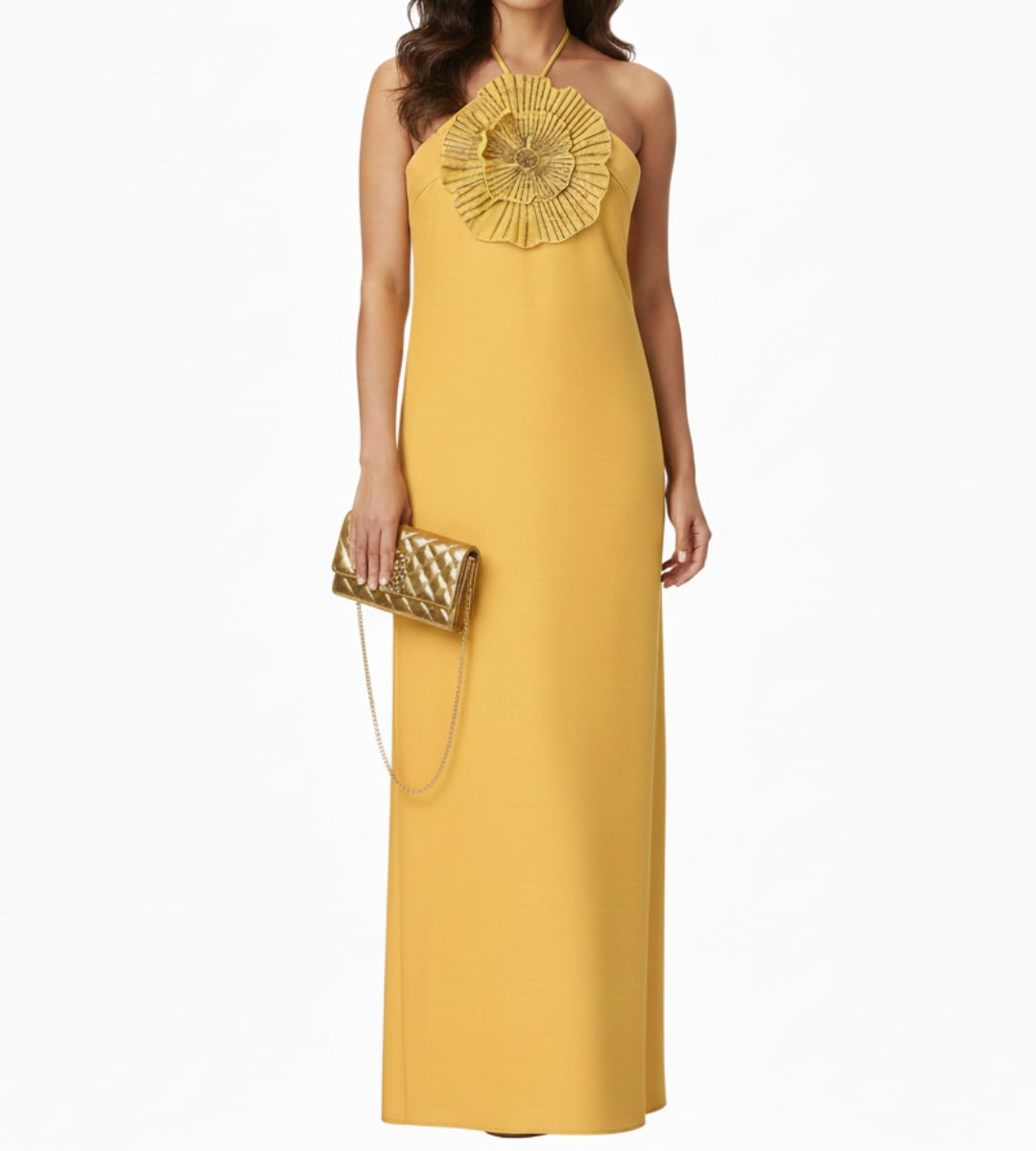 Vestido Feminino Dourado Solare