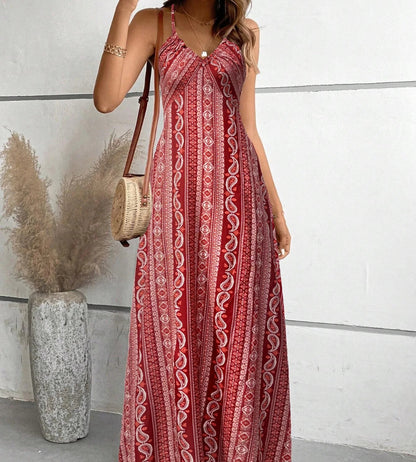 Vestido Longo Listrado Boho Verão