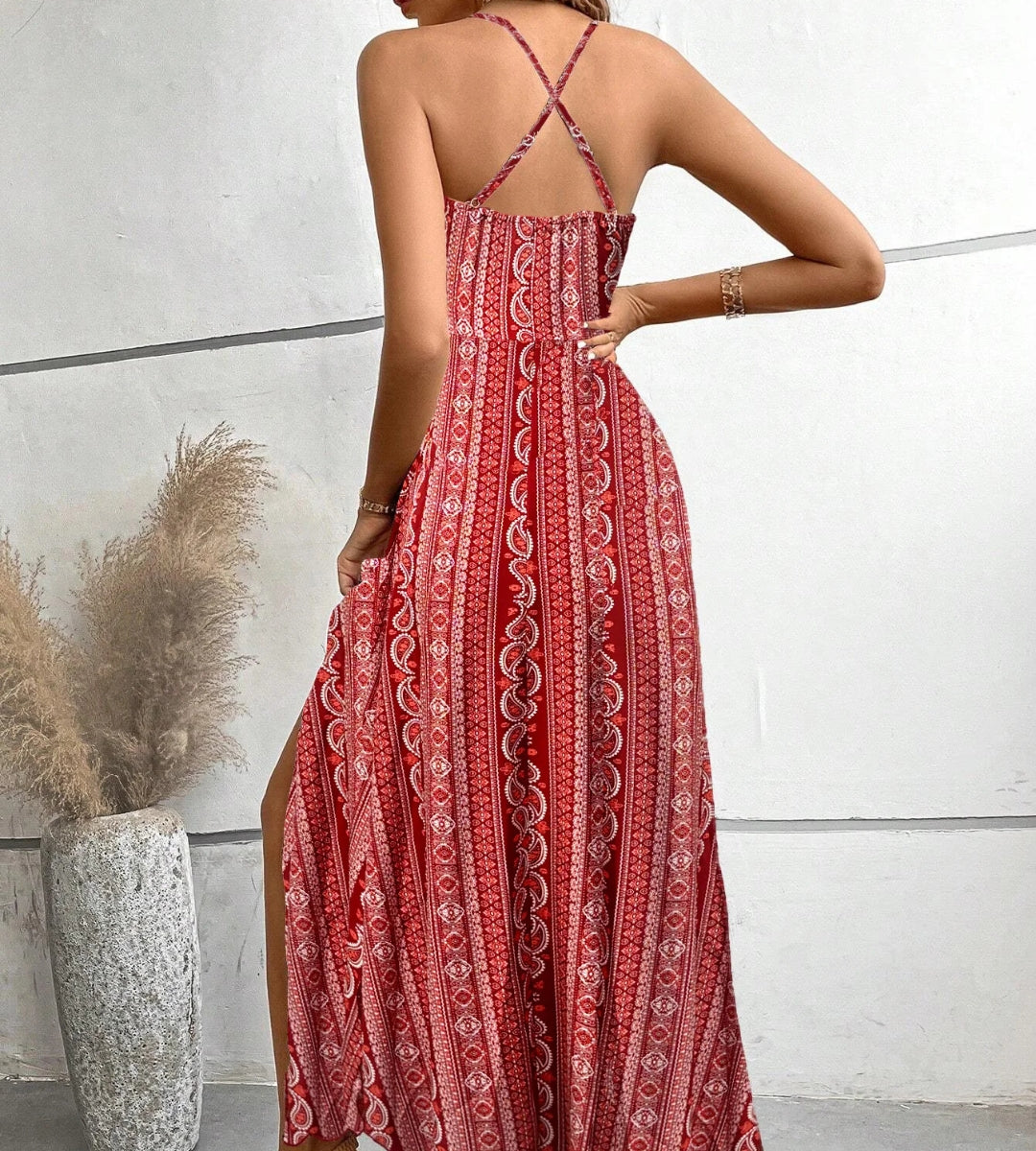 Vestido Longo Listrado Boho Verão