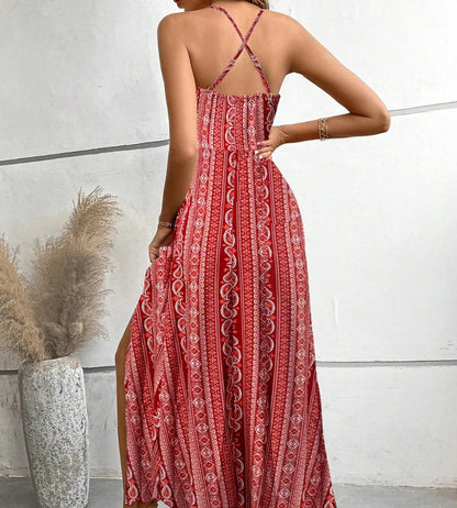 Vestido Longo Listrado Boho Verão