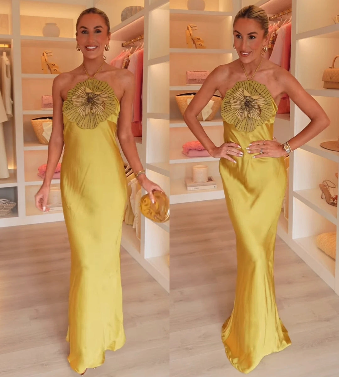 Vestido Feminino Dourado Solare