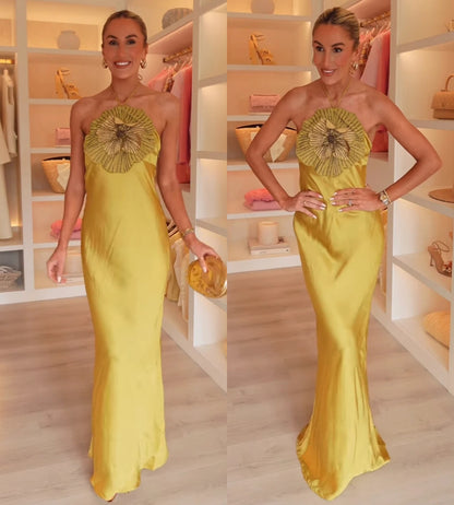 Vestido Feminino Dourado Solare