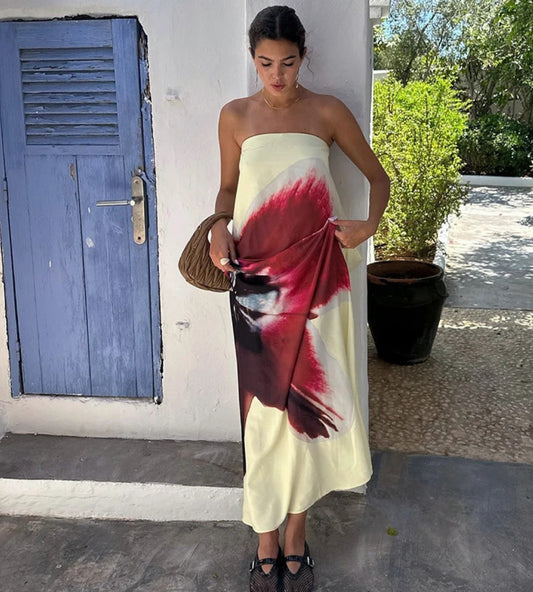 Vestido Longo Tomara Que Caia Praia Floral Tie Dye Verão